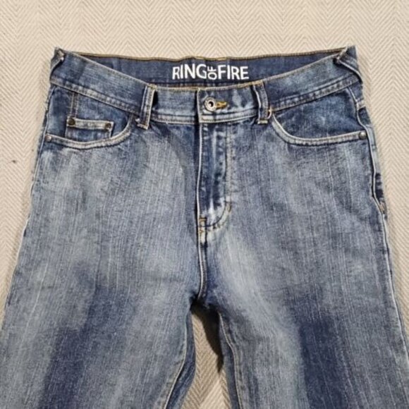 Ring Of Fire Jeans Women's 18 (30x28) Blue Denim Mid Rise Slim Straight Sretch - Picture 9 of 16